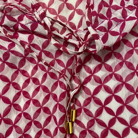 INTO THE BLEU By Amerex Sheer Pink and White Coverup. Size L - Picture 5 of 5